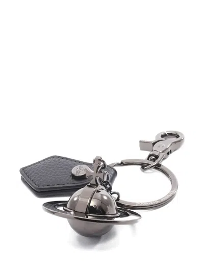 Pre-owned Vivienne Westwood 2020s Orb Leather Bag Charm In Silver