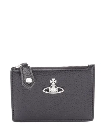 Pre-owned Vivienne Westwood 2020s Orb Leather Coin Purse In Black