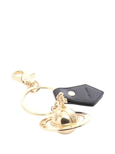 Pre-owned Vivienne Westwood 2020s Orb Leather Keyring In Gold