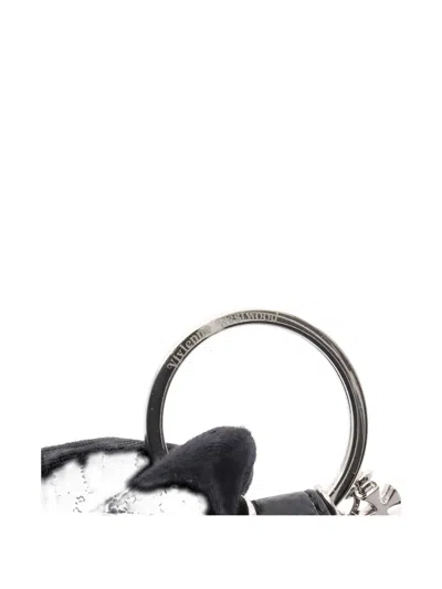 Pre-owned Vivienne Westwood 2020s Orb Leather Keyring In Silver