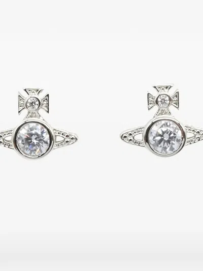 Pre-owned Vivienne Westwood 2020s Orb-motif Stud Earrings In Silver