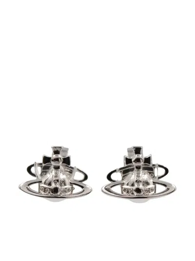 Pre-owned Vivienne Westwood 2020s Orb Stud Earrings In Silver