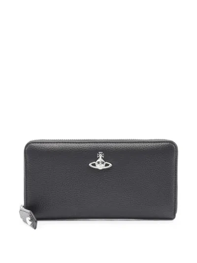Pre-owned Vivienne Westwood 2020s Orb Zip-around Wallet In Black