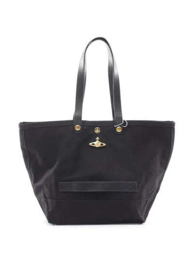 Pre-owned Vivienne Westwood 2020s Orb-plaque Tote Bag In Black