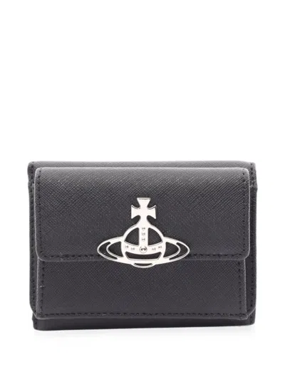 Pre-owned Vivienne Westwood 2020s Orb-plaque Trifold Wallet In Black