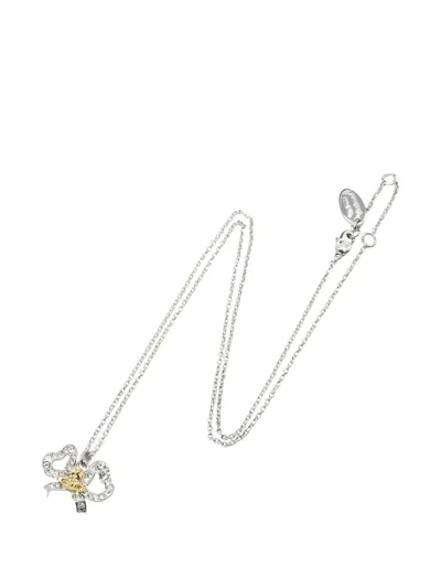 Pre-owned Vivienne Westwood 2020s Rigoberta Ribbon Orb Necklace In Silver