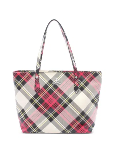 Pre-owned Vivienne Westwood 2020s Shopper Tartan Tote Bag In Red