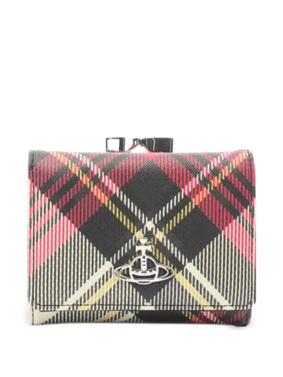 Pre-owned Vivienne Westwood 2020s Small Frame Orb-plaque Tri-fold Wallet In Black