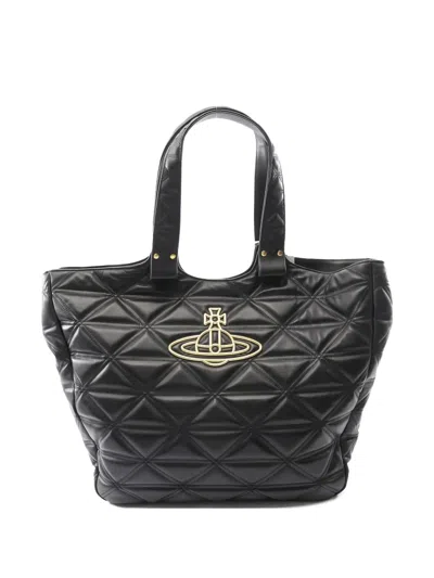 Pre-owned Vivienne Westwood 2020s Talitha Quilted Tote Bag In Black