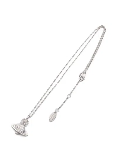Pre-owned Vivienne Westwood 20s Agnatha Rhinestone Orb Necklace In Silver