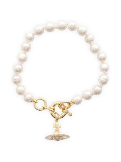 Pre-owned Vivienne Westwood 20s Faux Pearl Bracelet In Gold