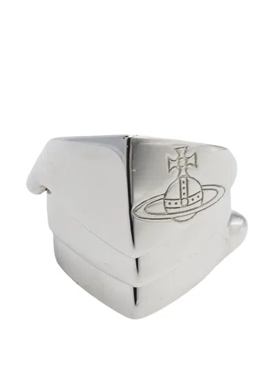 Pre-owned Vivienne Westwood 20s Orb Belt Ring In Silver