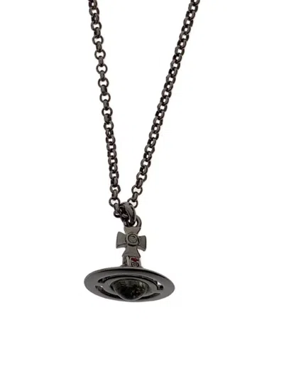 Pre-owned Vivienne Westwood 3d Crystal Orb Necklace In Gray