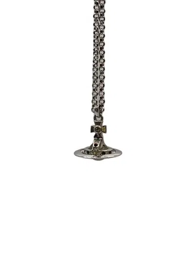 Pre-owned Vivienne Westwood 3d Crystal Orb Necklace In Silver