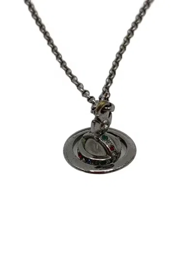Pre-owned Vivienne Westwood 3d Crystal Orb Necklace In Silver
