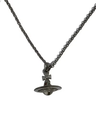 Pre-owned Vivienne Westwood 3d Crystal Orb Necklace In Silver