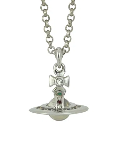 Pre-owned Vivienne Westwood 3d Crystal Orb Necklace In Silver