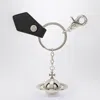 Vivienne Westwood 3d Orb Black Metal Key Ring In Silver