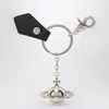 Vivienne Westwood 3d Orb Black Metal Key Ring In Silver