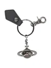 Vivienne Westwood 3d Orb Gunmetal Keyring In Black