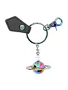 Vivienne Westwood 3d Orb Iridescent Keyring In Black Pu Grain