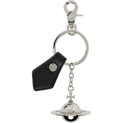 Vivienne Westwood 3d Orb Keychain In Aw24-n403 Black Pu G