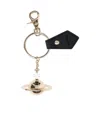 Vivienne Westwood Orb Keyring Leather Tag Metal Hardware In Black