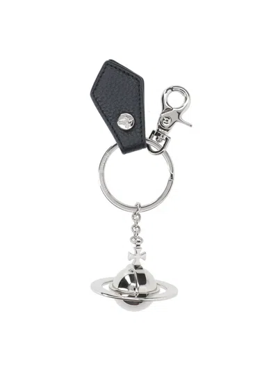Vivienne Westwood '3d Orb' Logo Keyring In Silver