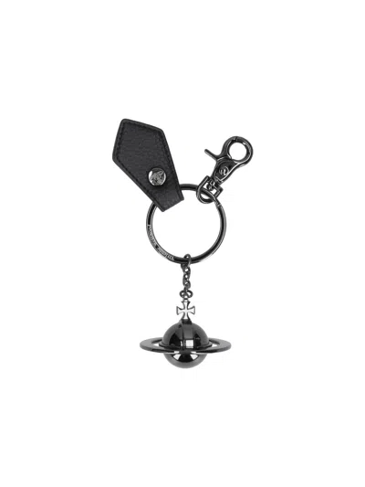 Vivienne Westwood "3d Orb" Keyring In Black