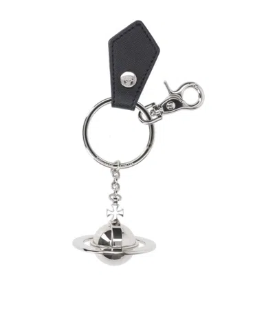 Vivienne Westwood '3d Orb' Logo Keyring In Silver