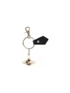 Vivienne Westwood Orb Keyring Leather Tag Metal Hardware In Black