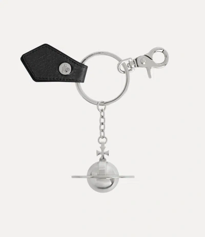 Vivienne Westwood 3d Orb Keyring Blackpu-grain Metal Unisex In Brown