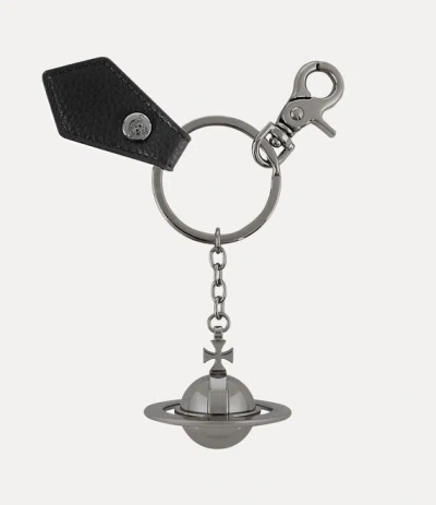 Vivienne Westwood 3d Orb Keyring Metal Black-pu-grain One Size Unisex