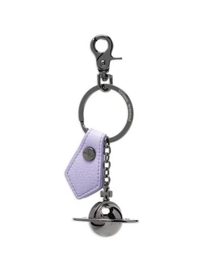 Vivienne Westwood 3d Orb Lilac Keyring In Black