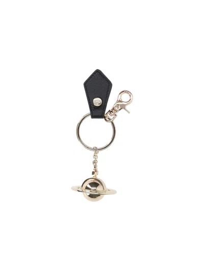 Vivienne Westwood "3d Orb" Logo Keyring In Black