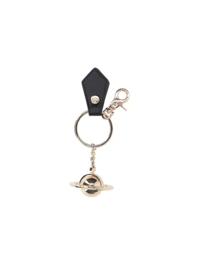 Vivienne Westwood 3d Orb Logo Keyring In Gold