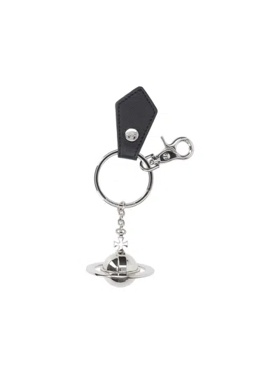 Vivienne Westwood '3d Orb' Logo Keyring In Silver