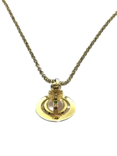Pre-owned Vivienne Westwood 3d Orb Necklace In Gold