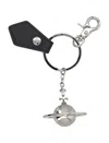 Vivienne Westwood 3d Orb Keyring Charm In Black Saffiano Plain