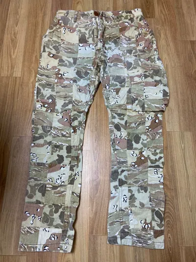 Pre-owned Vivienne Westwood 46  3d Pocket Patchwork Camo Cargo Pants In Khaki