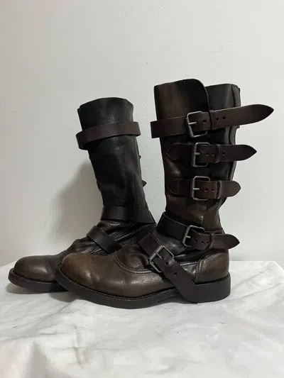 Pre-owned Vivienne Westwood 5-strap Leather Mid-calf Boots- Dmc In Brown
