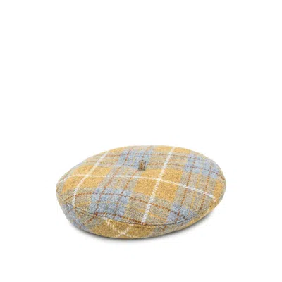 Vivienne Westwood 8102002i Tartan Wool Knit Beanie In Yellow