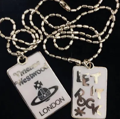 Pre-owned Vivienne Westwood 90's  Tag Necklace In Gold