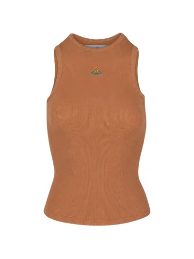 Vivienne Westwood Mens Cardboard 90s Scoop-neck Cotton-jersey Vest Top In Brown