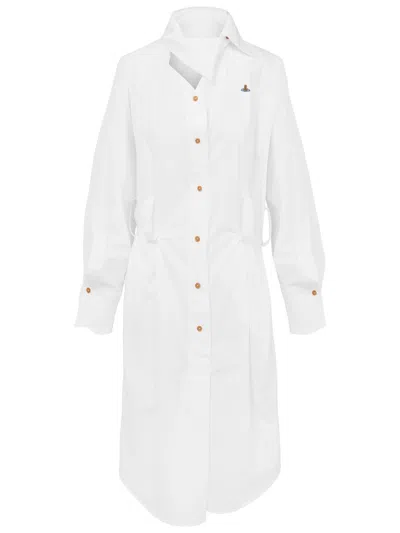 Vivienne Westwood Drunken Shirt Dress Compact Poplin White 48 Women