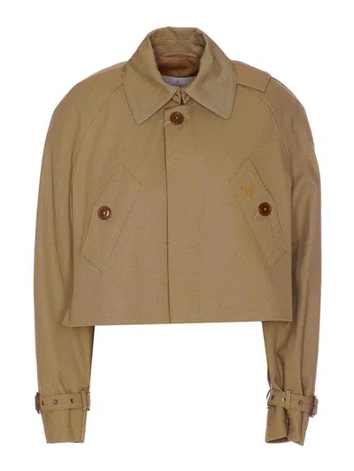 Vivienne Westwood Camel Cut Off Graziano Trench Coat In Brown