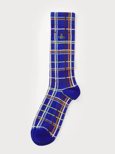 Vivienne Westwood Abstract Check Sock By  In Blue