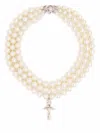 Vivienne Westwood Crystal Pearl Triple Strand Necklace