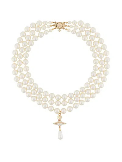 Vivienne Westwood Layered Pearl Necklace In Gold/pearl/multi