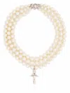 Vivienne Westwood Crystal Pearl Triple Strand Necklace In Platinum/pearl/multi
